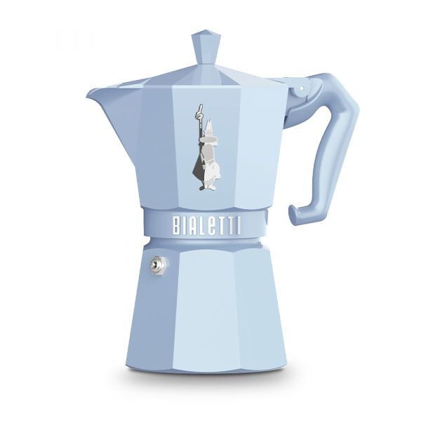 Bialetti Moka Exclusive 6 Tazze Azzurro - Caffettiera in Alluminio con Design Vintage e Guarnizione in Silicone