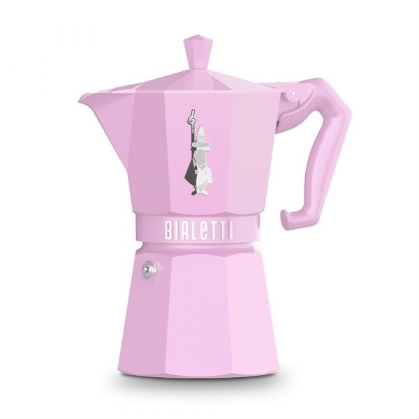 Bialetti Moka Exclusive Rosa 6 Tazze - Caffettiera in Alluminio con Design Retrò e Guarnizione in Silicone