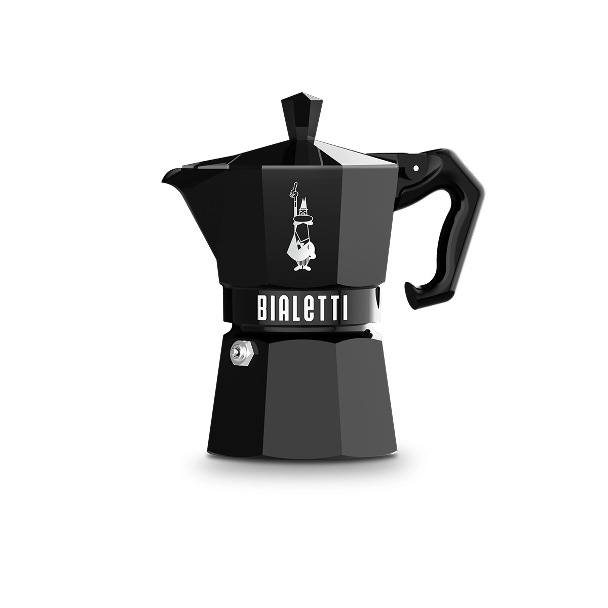 Bialetti Moka Exclusive 3 Tazze Nero - Caffettiera in Alluminio con Design Vintage e Guarnizione in Silicone