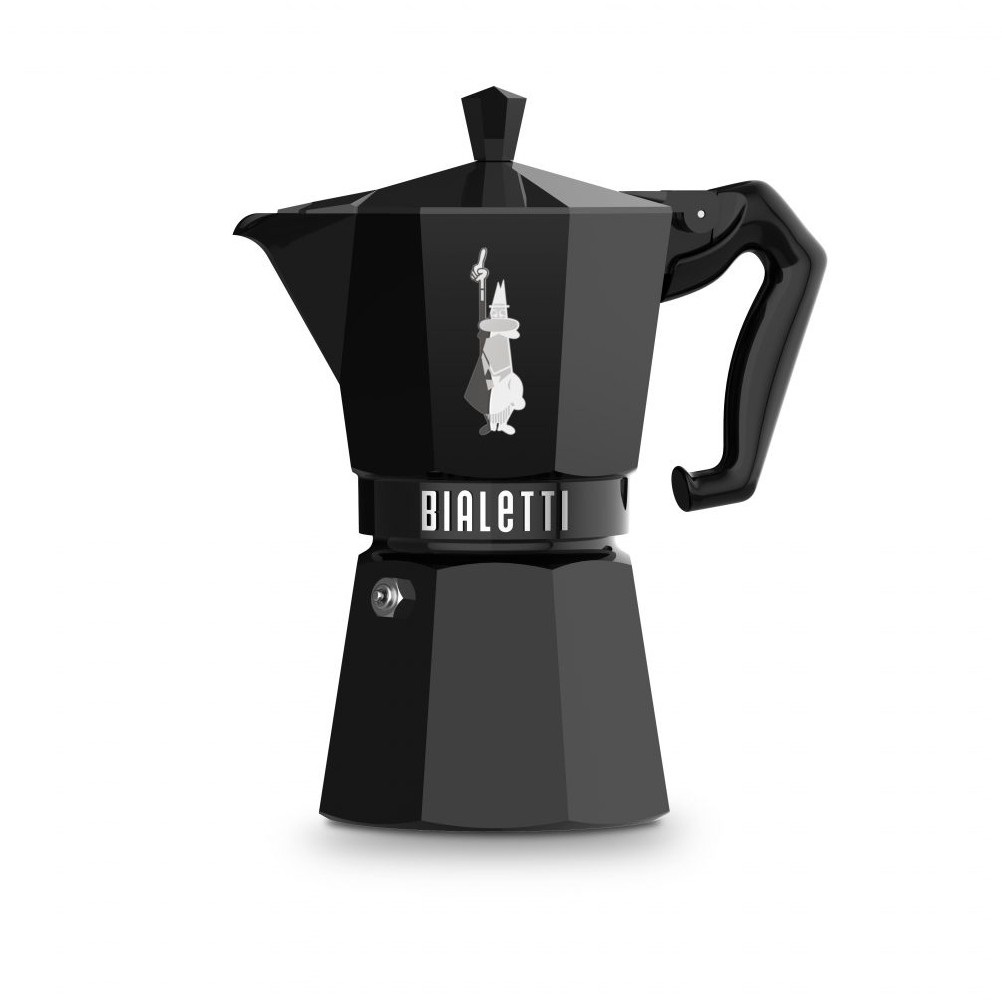 Bialetti Moka Exclusive Black 6 Tazze - Caffettiera in Alluminio con Guarnizione in Silicone e Finiture Vintage