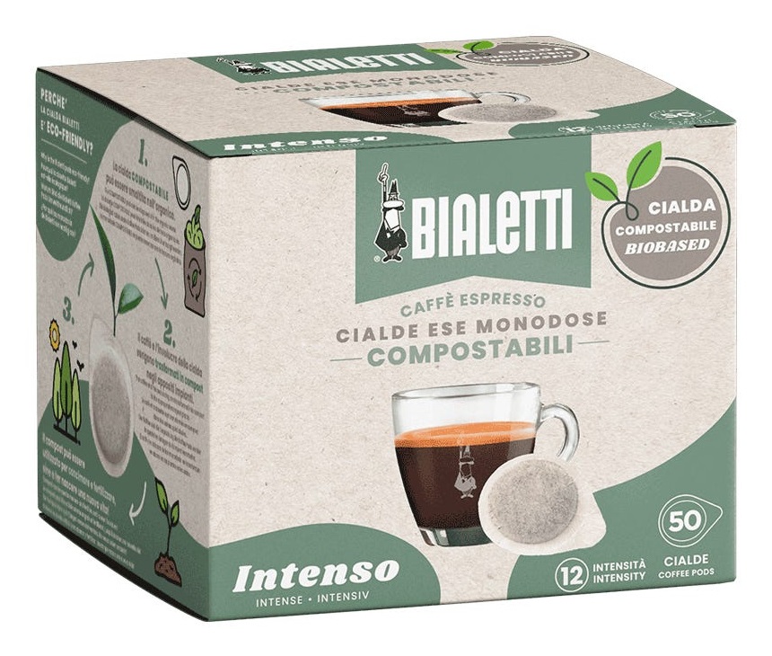 Bialetti Cialde Espresso Monodose Intenso - 50 Cialde ESE Compostabili
