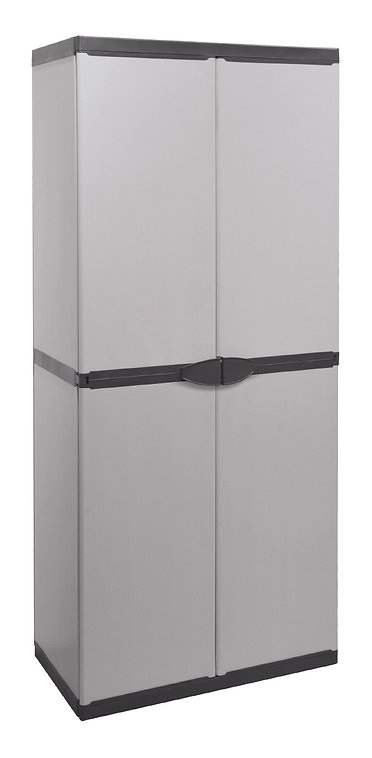 Mongardi Armadio Portascope Grigio 2 Ante e 3 Ripiani Regolabili 68x40x165 cm - Design Robusto e Salvaspazio