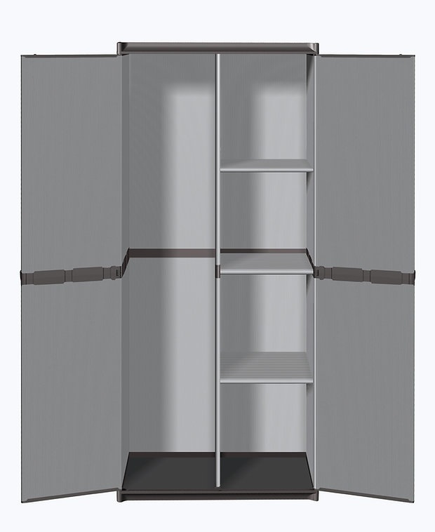 Mongardi Armadio Portascope Grigio 2 Ante e 3 Ripiani Regolabili 68x40x165 cm - Design Robusto e Salvaspazio