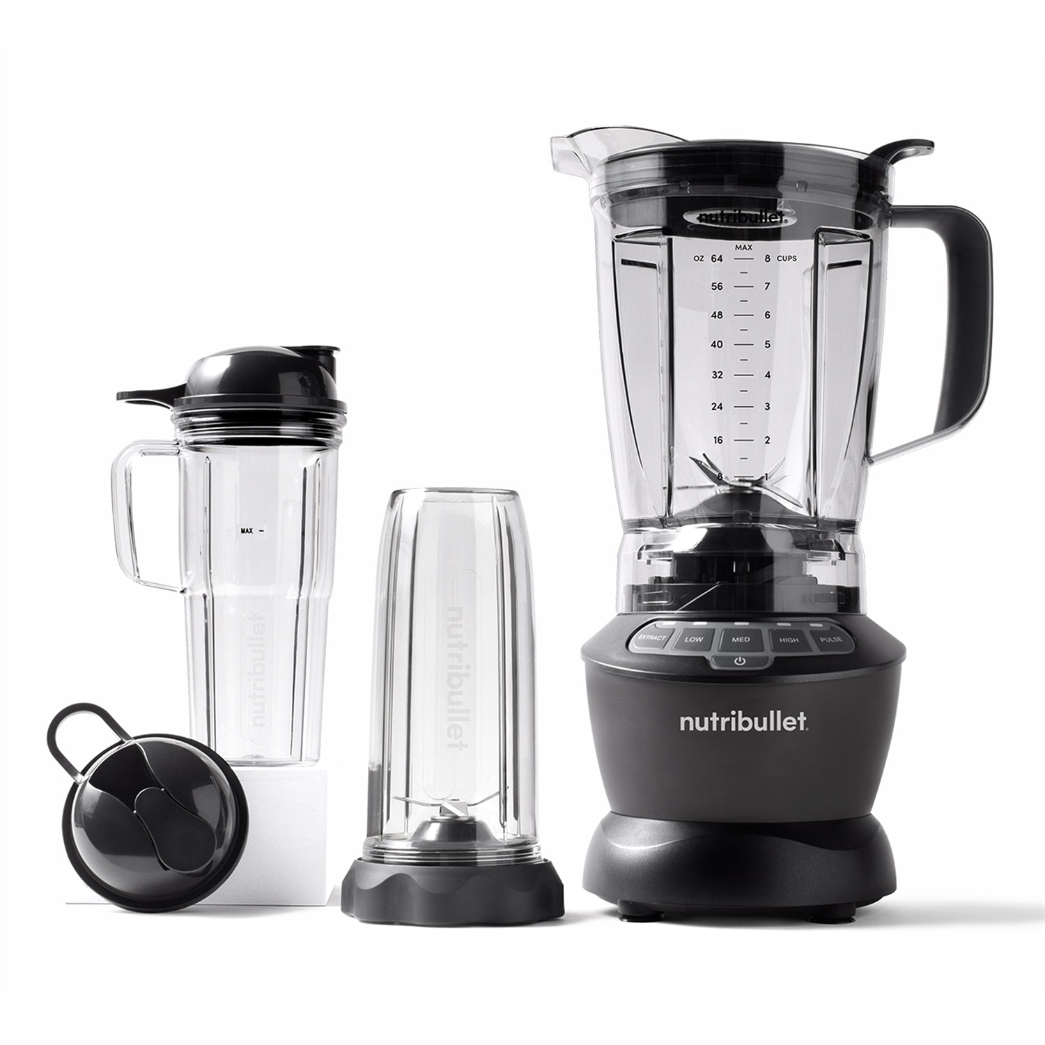 NutriBullet Frullatore NBF500DG 1200W 1,9L Argento - Frullatore da tavolo con tritaghiaccio e caraffe multiple