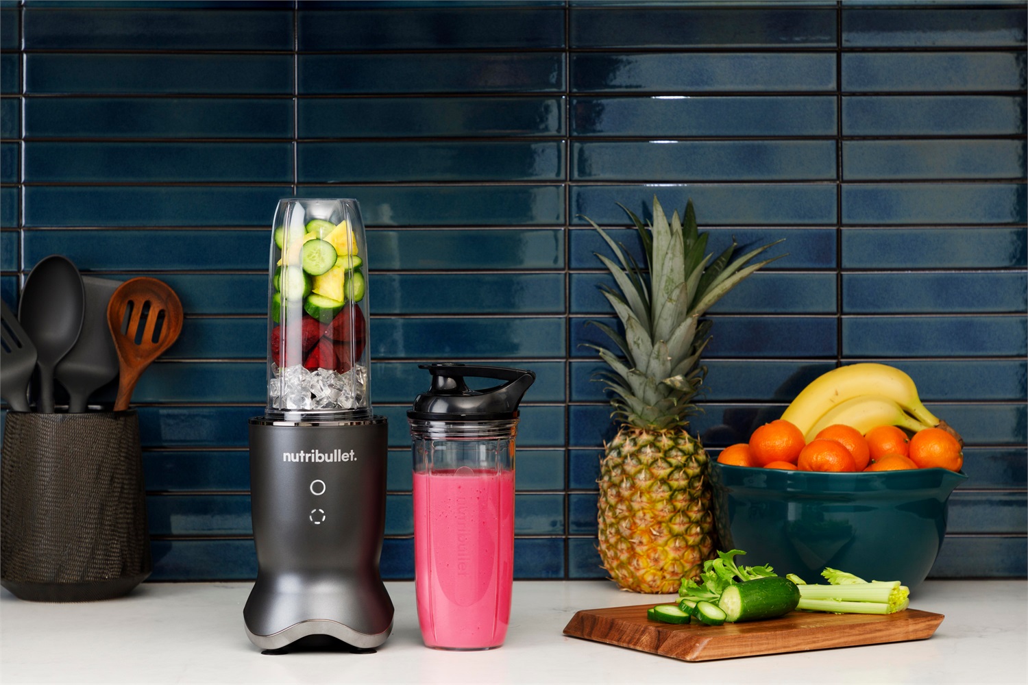 NutriBullet NB1206DGCC Frullatore da Tavolo 1200 W 0,9 L Nero e Trasparente con Funzione Pulsante