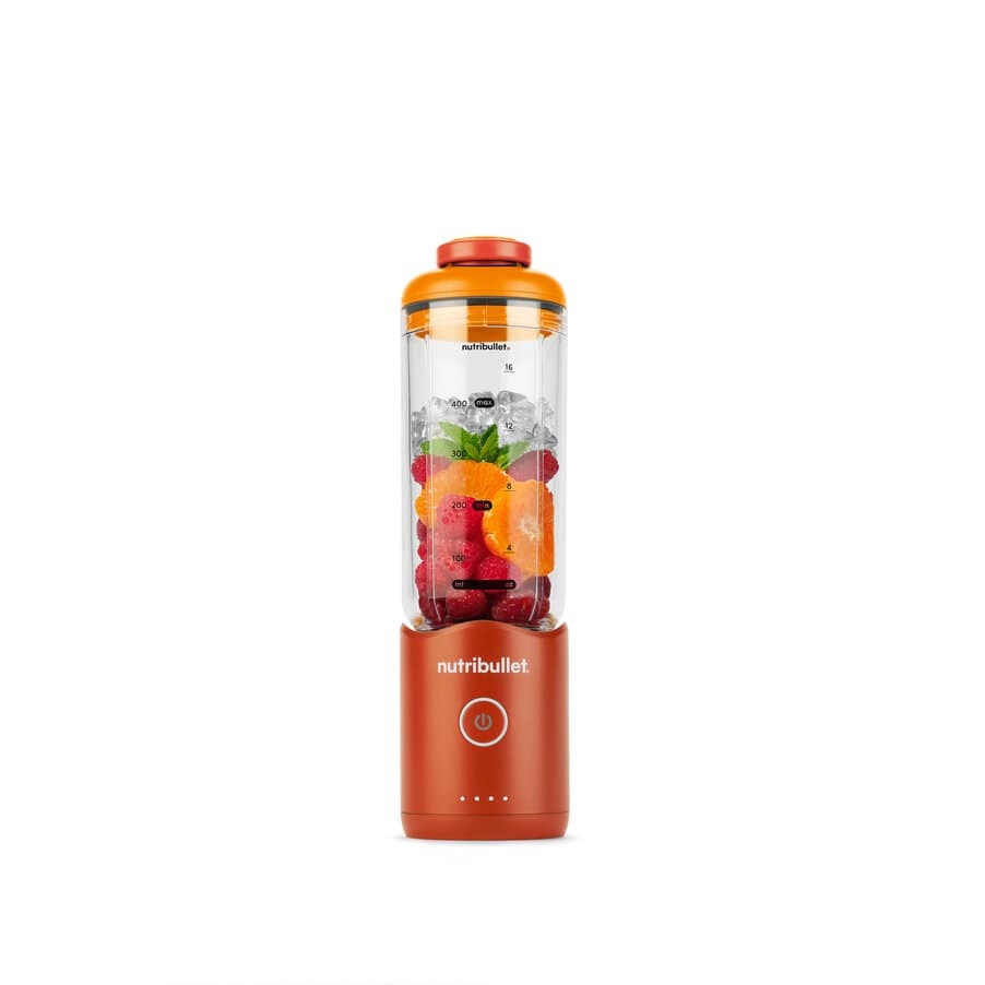 Nutribullet Flex NBP013OR Frullatore Portatile 590ml con Coperchio, Lame Rimovibili, Ricarica USB-C e Trita Ghiaccio, Arancione