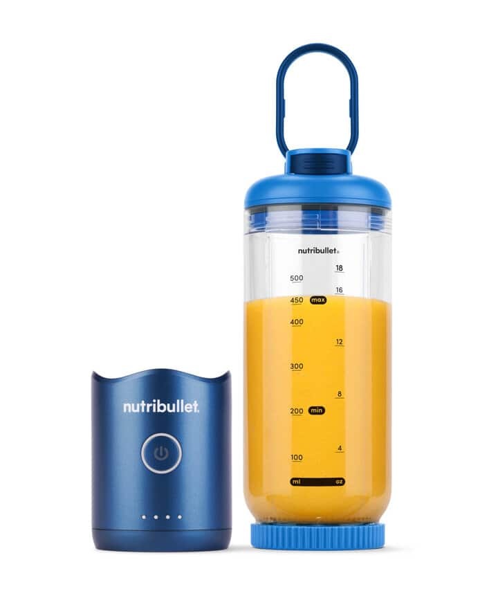 Nutribullet NBP013BL Frullatore Portatile Blu con Coperchio, Lame Rimovibili, Ricarica USB-C e Capacità di 590ml
