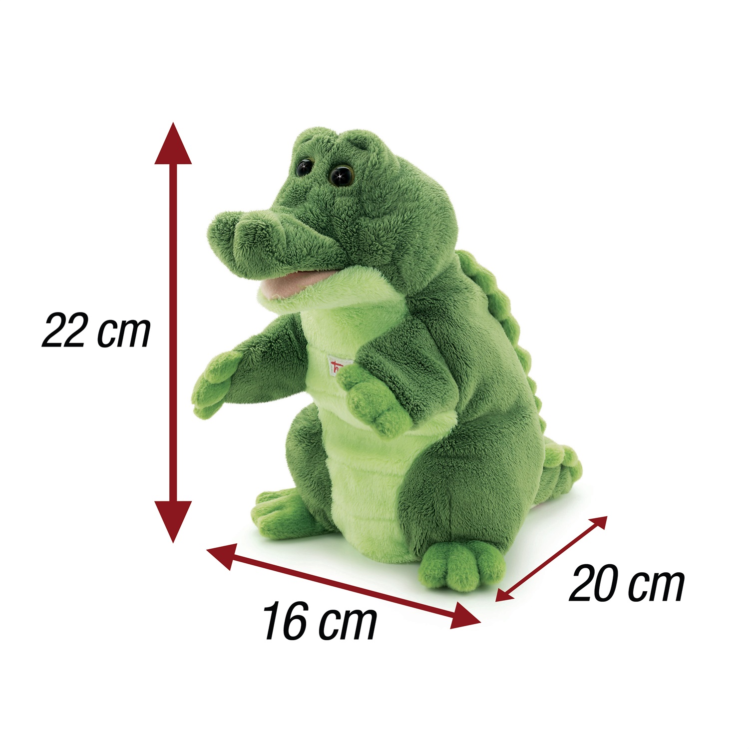 Trudi Marionetta Coccodrillo 29918 - Peluche Morbidissimo per Bambini, Dimensioni 16x22x20 cm, Taglia S