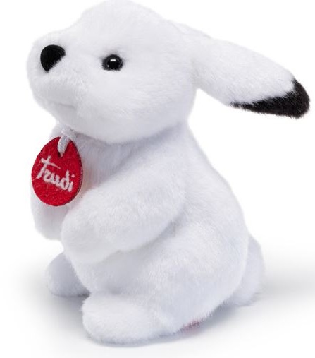Trudi Peluche Trudino Lepre Artica Bianca - 11x16x10cm, Poliestere Ignifugo, Lavabile, Età 1m