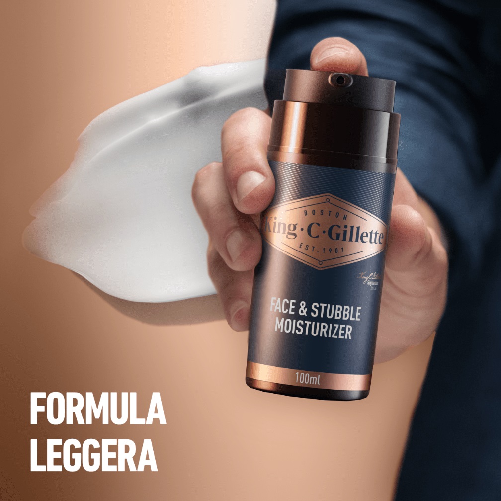 Gillette King C. Crema Idratante per Barba e Viso 100ml - Con Vitamina B3 e B5, Idrata e Ammorbidisce