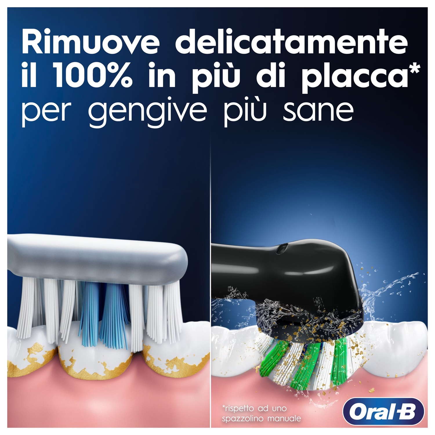 Oral-B Pro 3 3000 Spazzolino Elettrico Ricaricabile Nero con 2 Testine - Pulizia Avanzata e Timer Professionale