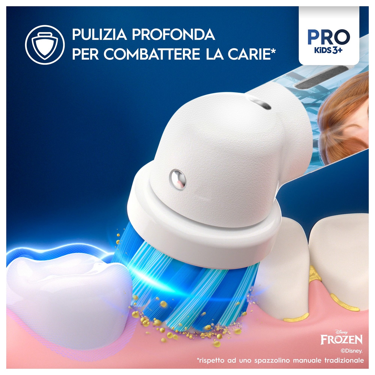 Oral-B Pro Kids Frozen Spazzolino Elettrico per Bambini dai 3 Anni 1 Testina di Ricambio con App Disney Magic Timer