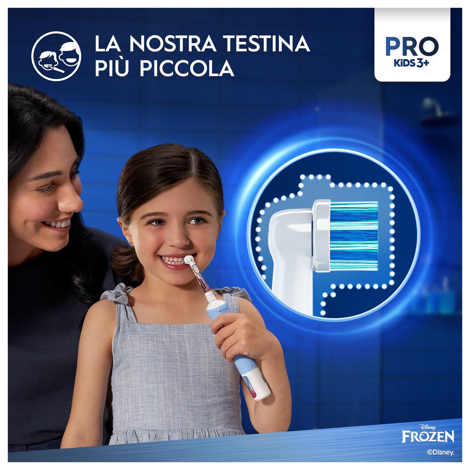 Oral-B Pro Kids Frozen Spazzolino Elettrico per Bambini dai 3 Anni 1 Testina di Ricambio con App Disney Magic Timer