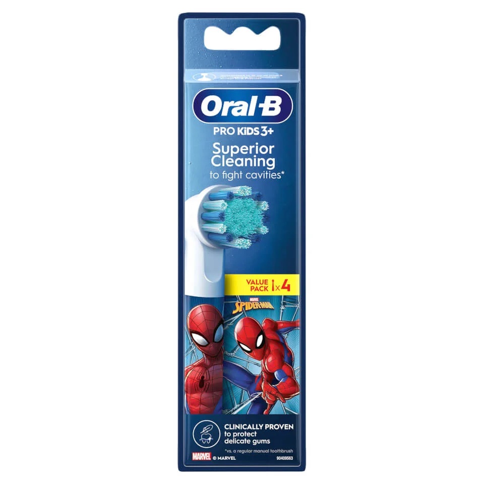 Oral-B Power Refill Spiderman - Testine di Ricambio per Spazzolino Elettrico Kids, Confezione da 4 Pezzi con Setole Extra Morbide