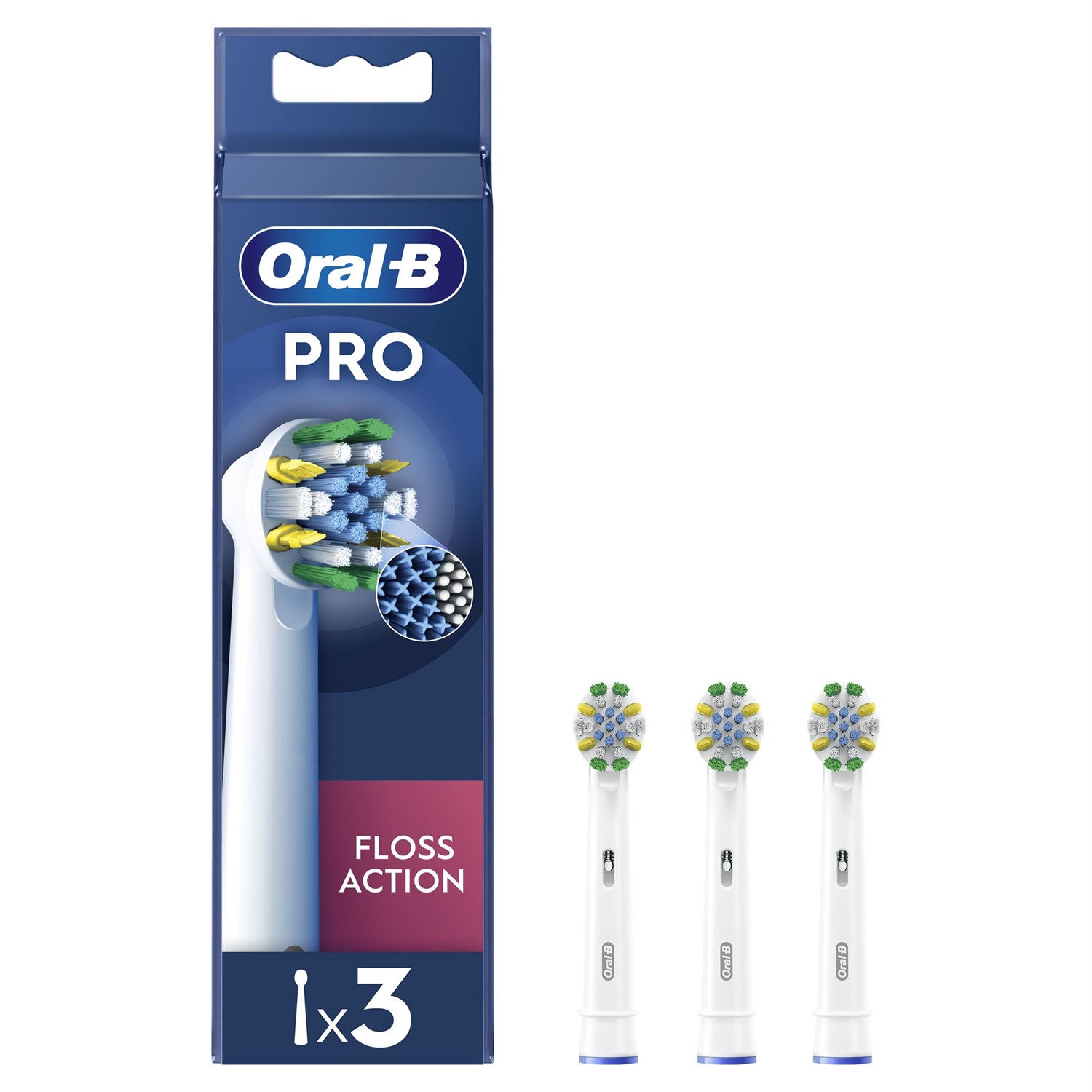 Oral-B Testine di Ricambio Pro Floss Action - 3 Pezzi, Setole MicroPulse per Pulizia Interdentale Avanzata