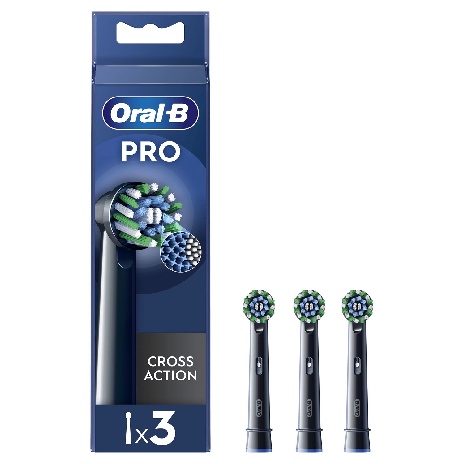Oral-B Testine Di Ricambio Pro Cross Action Black, 3 Pezzi - Setole Angolate per Pulizia Profonda