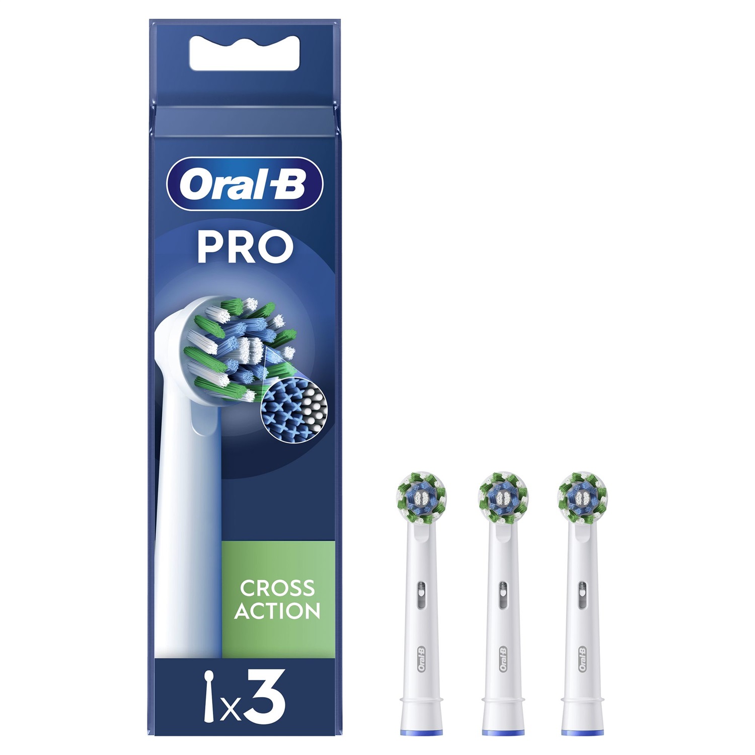 Oral-B Pro Cross Action Testine di Ricambio 3 Pezzi Bianco - Setole a X Angolate per Pulizia Superiore