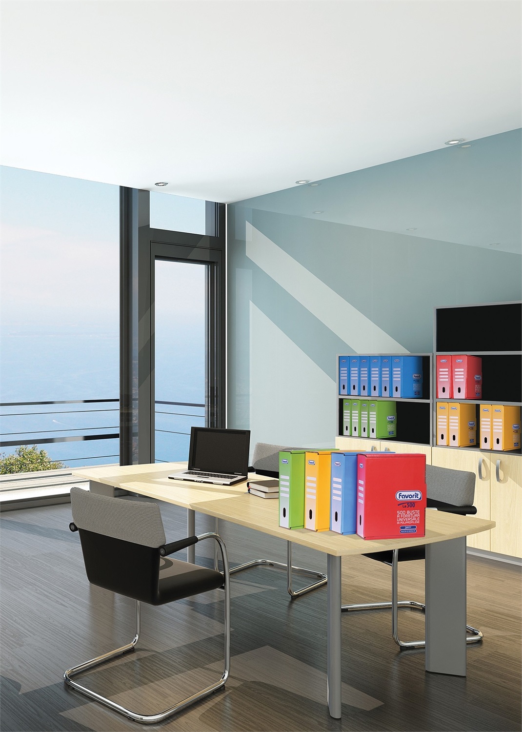 Favorit Buste a Foratura Universale 22 x 30 cm in Polipropilene (PP) - 500 Pezzi, Spessore Basso, Trasparenti, Finitura Liscia