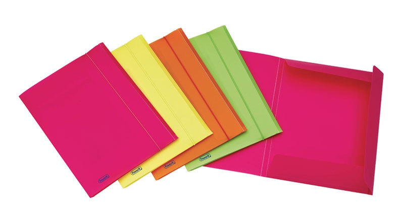 Favorit Cartella Tre Lembi con Elastico Neon - Formato 24x33 cm, Colori Assortiti