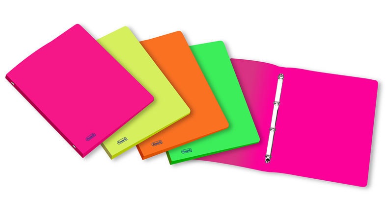 Favorit Raccoglitore Neon 22x30 cm - 4 Anelli Tondi Ø15 mm - Colori Fluorescenti Assortiti