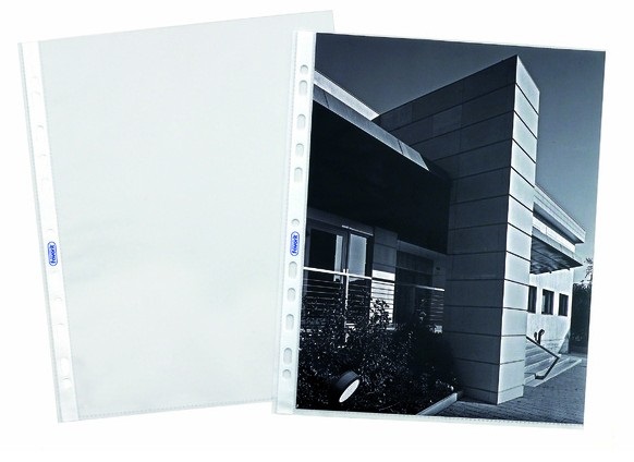 Favorit Buste Trasparenti A4, 100 Pezzi, Finitura Buccia d'Arancia, Formato Interno 22 x 30 cm, Spessore Leggero, Foratura Universale