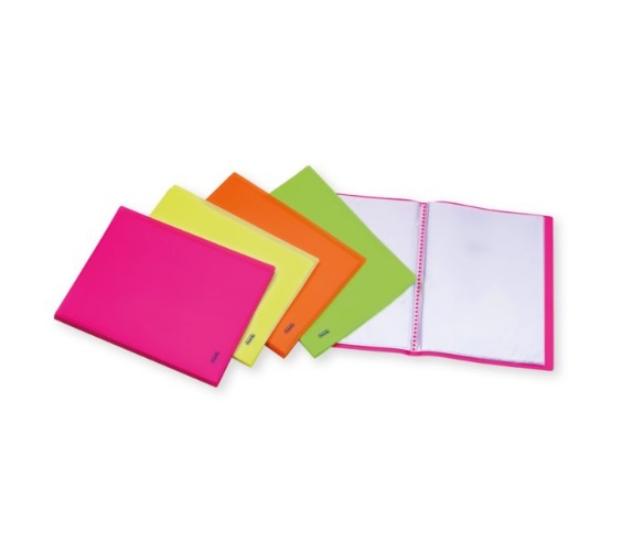 Favorit Portalistino Neon Assortiti - 50 Buste in Polipropilene Opaco, Formato 22x30 cm, Colori Fucsia, Giallo, Arancione e Verde