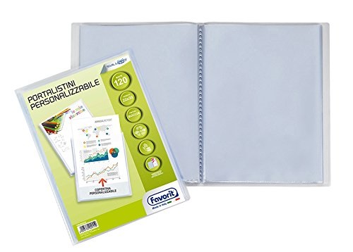 Favorit Portalistino Personalizzabile in Polipropilene Trasparente con 120 Buste Buccia d'Arancia - Formato 22x30 cm