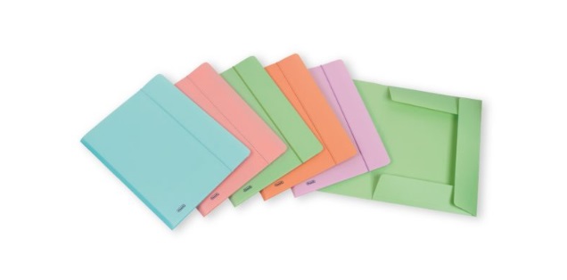 Favorit Cartella 3L con elastico in Polipropilene opaco - Colori pastello assortiti (celeste, cipria, smeraldo, pesca, glicine) - Dimensioni 25 x 34,5 cm