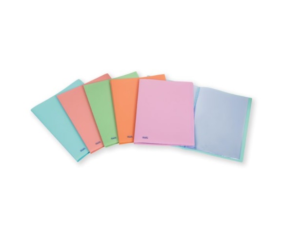 Favorit Portalistino Pastel in Polipropilene Opaco 22x30 cm - 20 Buste Interne Lisce Ultra Trasparenti - Colori Assortiti