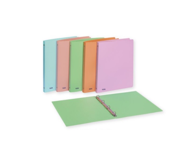Favorit Raccoglitore Pastel A4 - 4 Anelli Tondi 15 mm - Polipropilene Opaco - Colori Assortiti - 22 x 30 cm