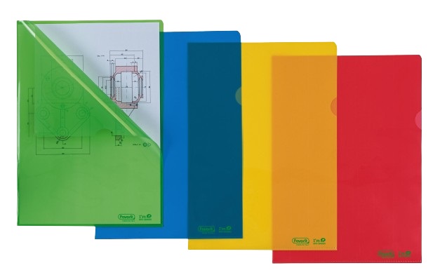 Favorit Cartelline a L - 22 x 30 cm - Polietilene Bio-Based - Giallo - Conf. 25 Pezzi