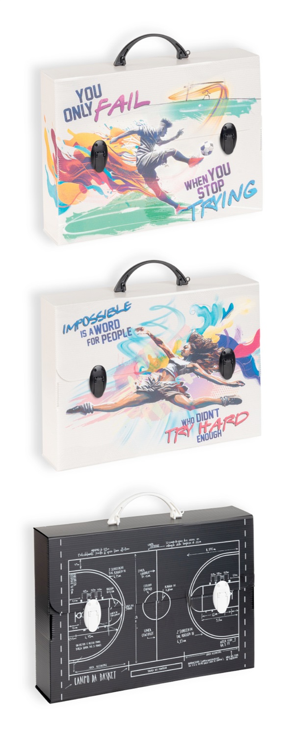 Favorit Valigetta Sport in Polipropilene Alveolare 37,5x27x8 cm con Chiusura a Clip e Fantasie Assortite