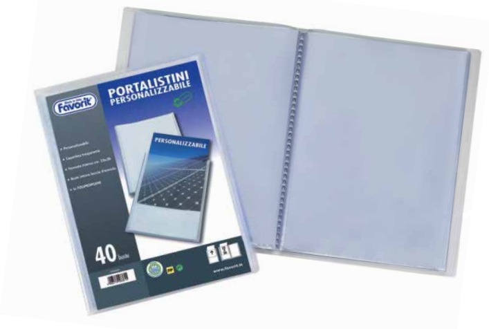 Favorit Portalistino Personalizzabile in Polipropilene - 22x30 cm, 20 Buste Buccia d'Arancia, Trasparente