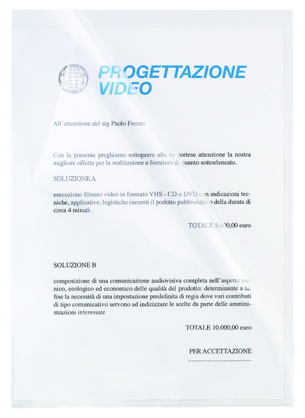 Favorit Cartelline a L Pratic in Polipropilene Trasparente Buccia d'Arancia - 21 x 29.7 cm - Confezione da 50 Pezzi
