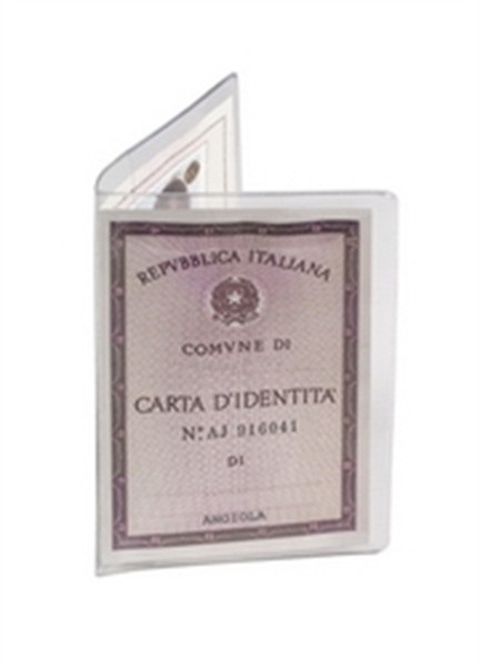 Favorit Porta Carta d'Identità in PVC Trasparente 16x11,5 cm con Apertura a Libro - Confezione da 50 Pezzi