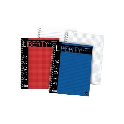 Pigna Blocco Spiralato Liberty A4 - 80 Fogli, 70 g/mq, 5 mm, 4 Fori, Copertina Plastificata Rossa