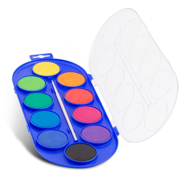 Primo Acquerelli Jumbo Ø 44 mm - Confezione da 10 Colori Assortiti con Pennello