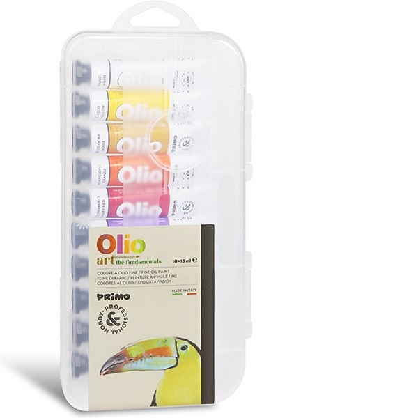 Primo Colore a Olio Fine - Astuccio con 10 Tubetti da 18 ml in Alluminio - Colori Assortiti