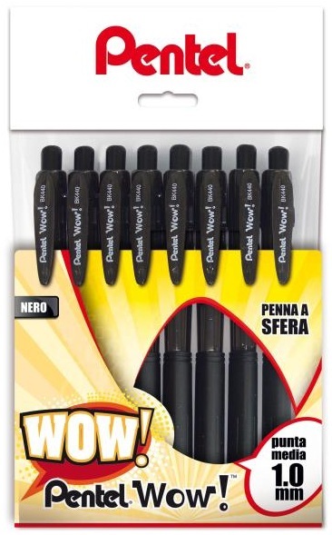 Pentel Wow! Penna a sfera a scatto 1,0 mm con fusto ergonomico triangolare - Confezione da 8 pz