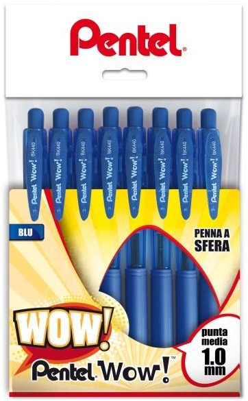 Pentel Wow! Penna a sfera a scatto 1,0 mm con fusto ergonomico triangolare - Confezione da 8 pz