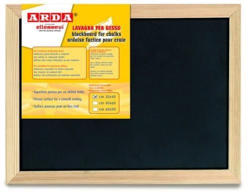 ARDA Lavagna in Ardesia Artificiale 30x40 cm con Cornice in Legno - Monofacciale, Nero, per Gesso