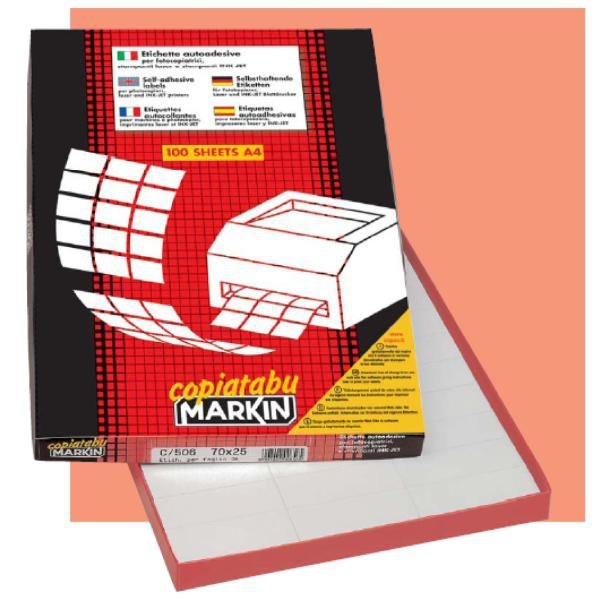 Markin Etichette Autoadesive Bianche Copiatabu 16,3x35,4 mm - 9600 pz - Adatte per Stampanti Laser e Inkjet