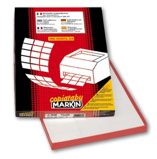 Markin Etichette Adesive C546 - Permanenti - 105 x 40 mm - 14 Etichette per Foglio - 100 Fogli A4 - Bianco