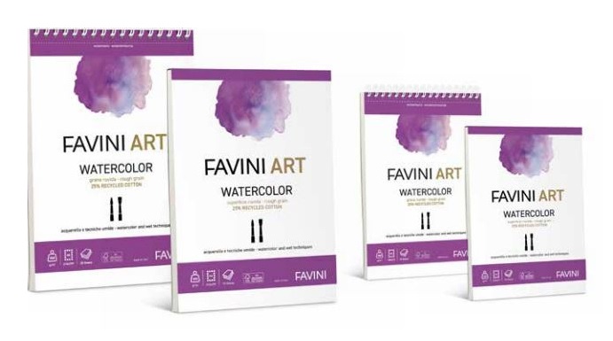 Favini Album collato Watercolor A4 - 300 gr/m² - 10 fogli - Ecologico con 25% cotone riciclato