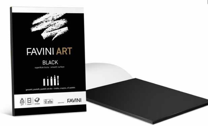 Favini Album Collato Black - A4 - 320 gr/m² - 10 Fogli - Favini Art