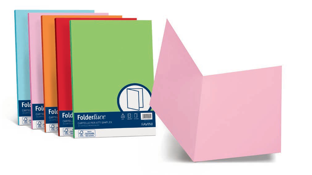 Favini Cartelline Semplici Luce - 200 g/m² - Arancio - 25x34 cm - Confezione da 50 Pezzi - Certificato FSC