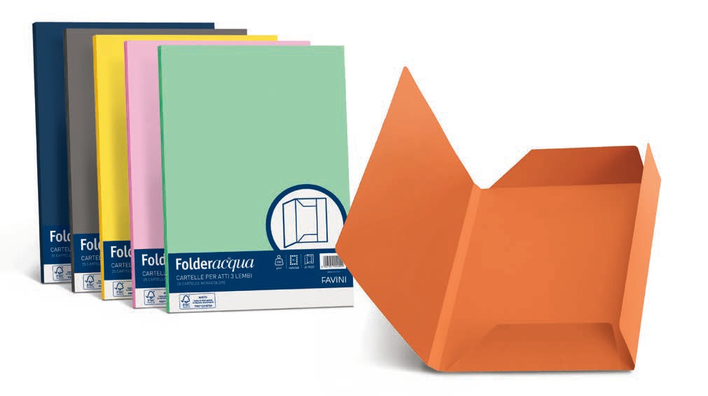 Favini A50E434 Cartellina 3 Lembi in Cartoncino Bristol 200 g/m² Arancio 24,5x34,5 cm - Conf. 25