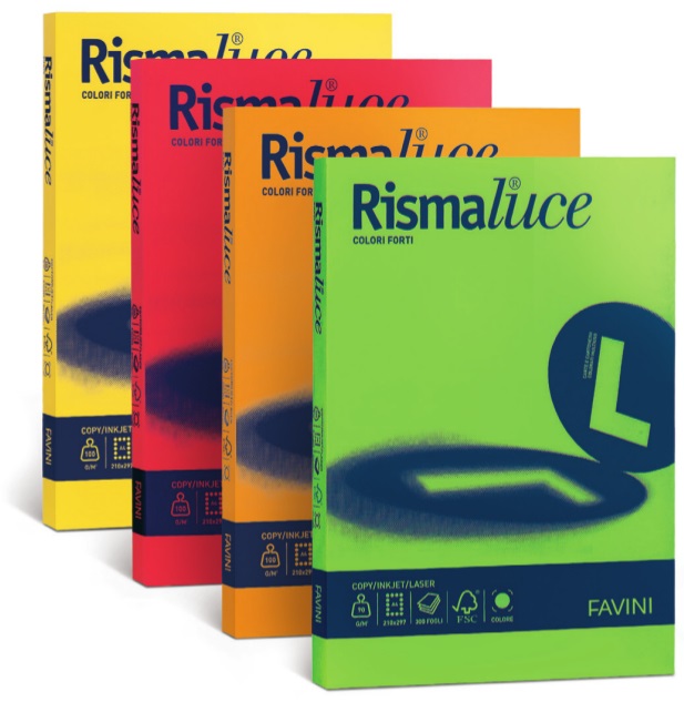 Favini Rismaluce Carta Colorata Verde 90 g/m² A4 - Risma da 300 Fogli - Multiuso per Ufficio, Casa e Scuola