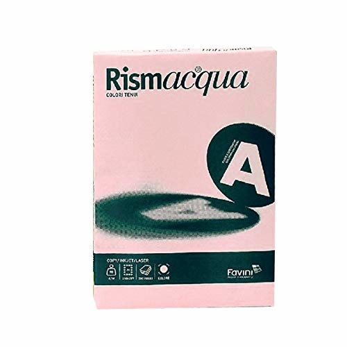 Favini Rismacqua Carta Colorata A3 Rosa 140 g/m² - Risma da 200 Fogli - Resistente all'Acqua e alla Luce