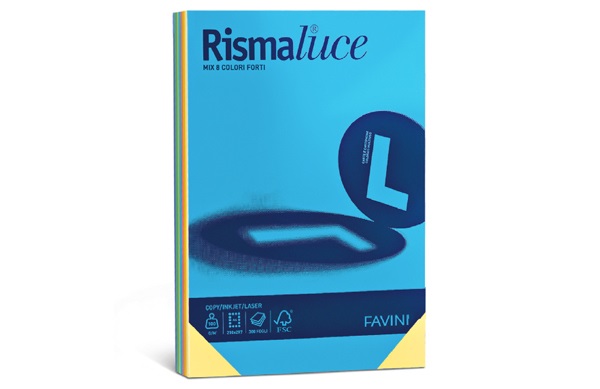 Favini Carta Rismaluce Small A4 - 90 g/mq - Mix 5 Colori - Conf. 100 Fogli